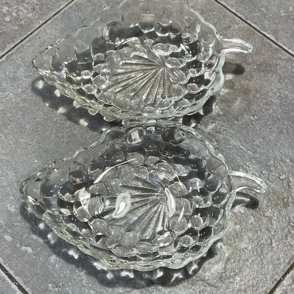 Anchor Hocking Clear Glass Leaf Dishes